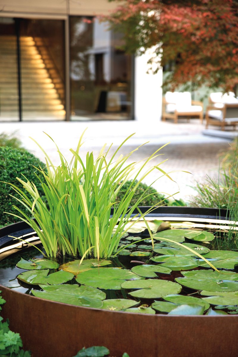 Reflection pools sit within soft planting
